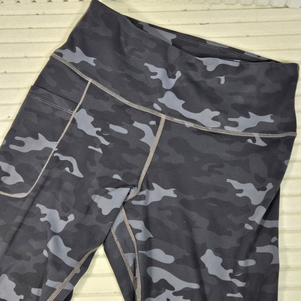 FETY Leggings Camo Blue‎ Camo With Pocket Stretch Full Length - Large